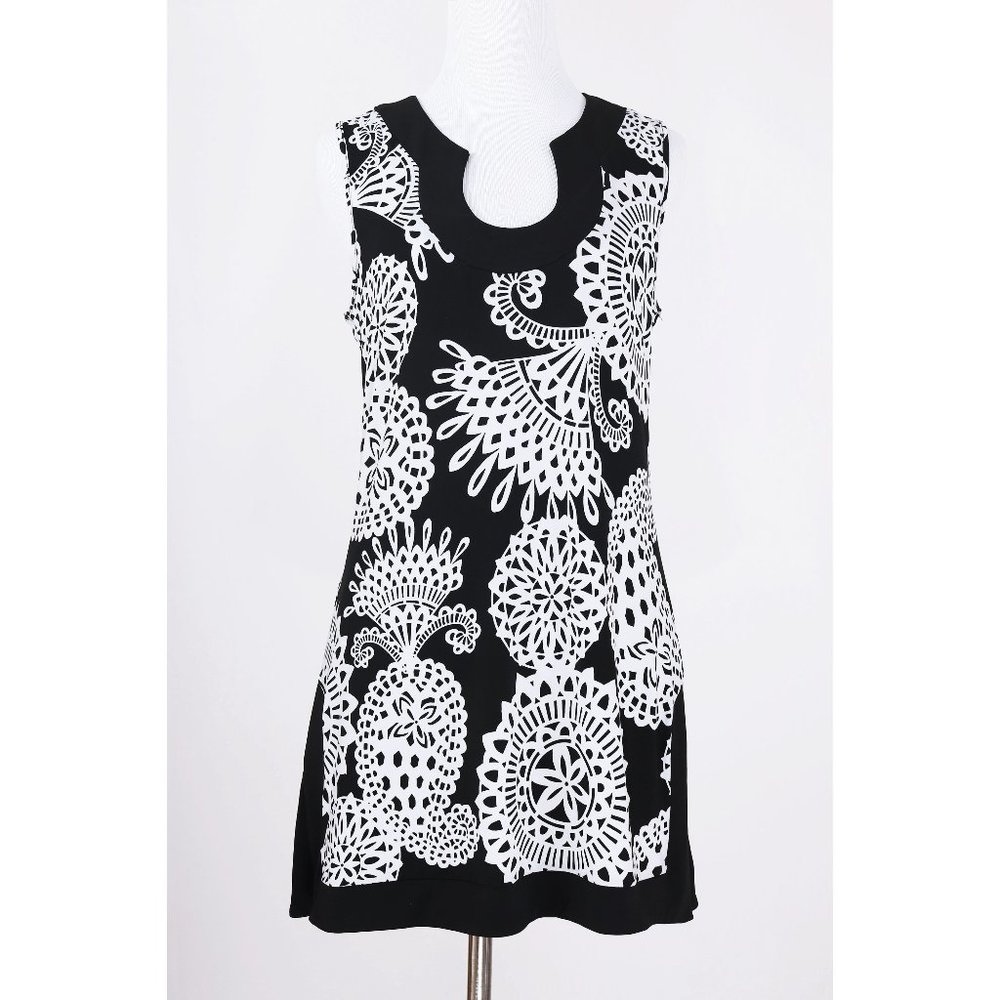 WHITE HOUSE BLACK MARKET Women's Sz S Black/White Tunic Top Blouse Mini Dress - Picture 1 of 5